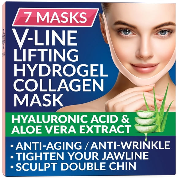 Mascarilla Facial Stylia V Line Banda para Barbilla Hidrogel con Colágeno 7 Unidades