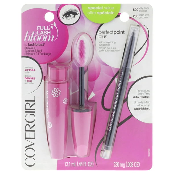 Set Full Lash Bloom de CoverGirl para es: 2 Máscaras de Pestañas Full Lash Bloom de 0,44 Oz: 800 Very Black, y Lápiz de Ojos Perfect Point Plush de 0,008 Oz: 200 Black Onyx