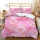 thumbnail image 1 of Peach Blossom Pink Flowers Floral Print Quilt Duvet Cover Set Bed Linen3-Piece Bedding Set, 1 of 5