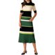 thumbnail image 4 of INSPIRE CHIC Vestidos de Punto a Rayas para Mujer de Manga Corta Midi Vestido Suéter de Canalé XL Verde, 4 of 6