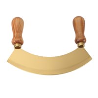 Xusx111 - Cocina Oscilante Chopper Y Cuchillo De Picado Con Manijas Dobles, Acero Inoxidable, Madera De Goma, Para Hierbas Verduras Nueces Y Más