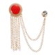 thumbnail image 1 of Uxcell Gem Chain Brooch Pins, Broches de Cadena Colgante para Traje, Insignia de Cristal con Borla para Cuello de Camisa, Tuxedo, Bufanda para Mujeres y Hombres, Tono Dorado (Rojo), 1 of 7