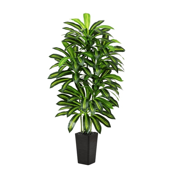 FSOHOI Árbol Artificial de Dracaena 1,80 m / Maceta Negra, Planta Alta de Interior