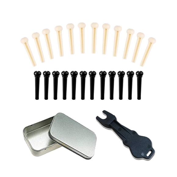 Pines de puente para guitarra Jinlop 24 uds marfil y negro