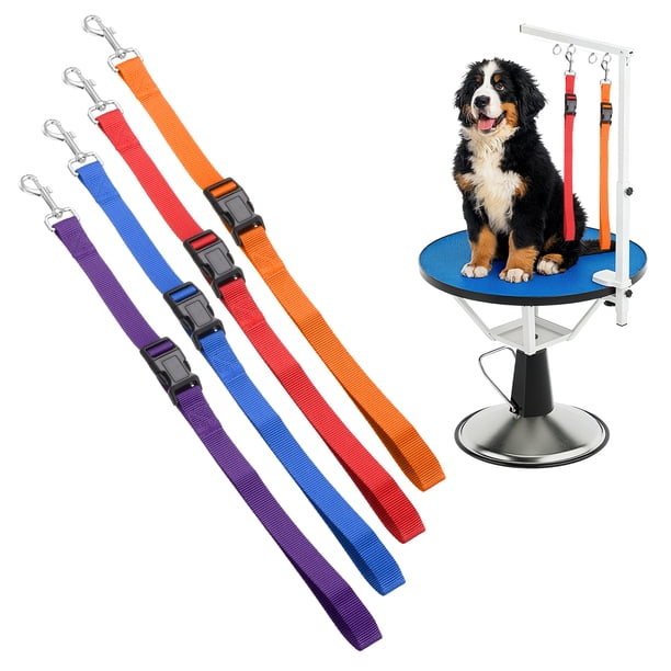 Uxcell Lazos de Aseo para Perros, Correa de Restricción Extensible de Nylon para Mesa (Púrpura, Naranja, Rojo, Azul, 4 Piezas), Destinado para Correa de Baño Fijo Corte de Pelo Lavado