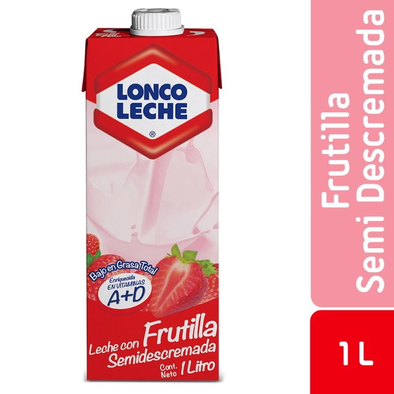 Leche Semidescremada Frutilla 1 L Loncoleche