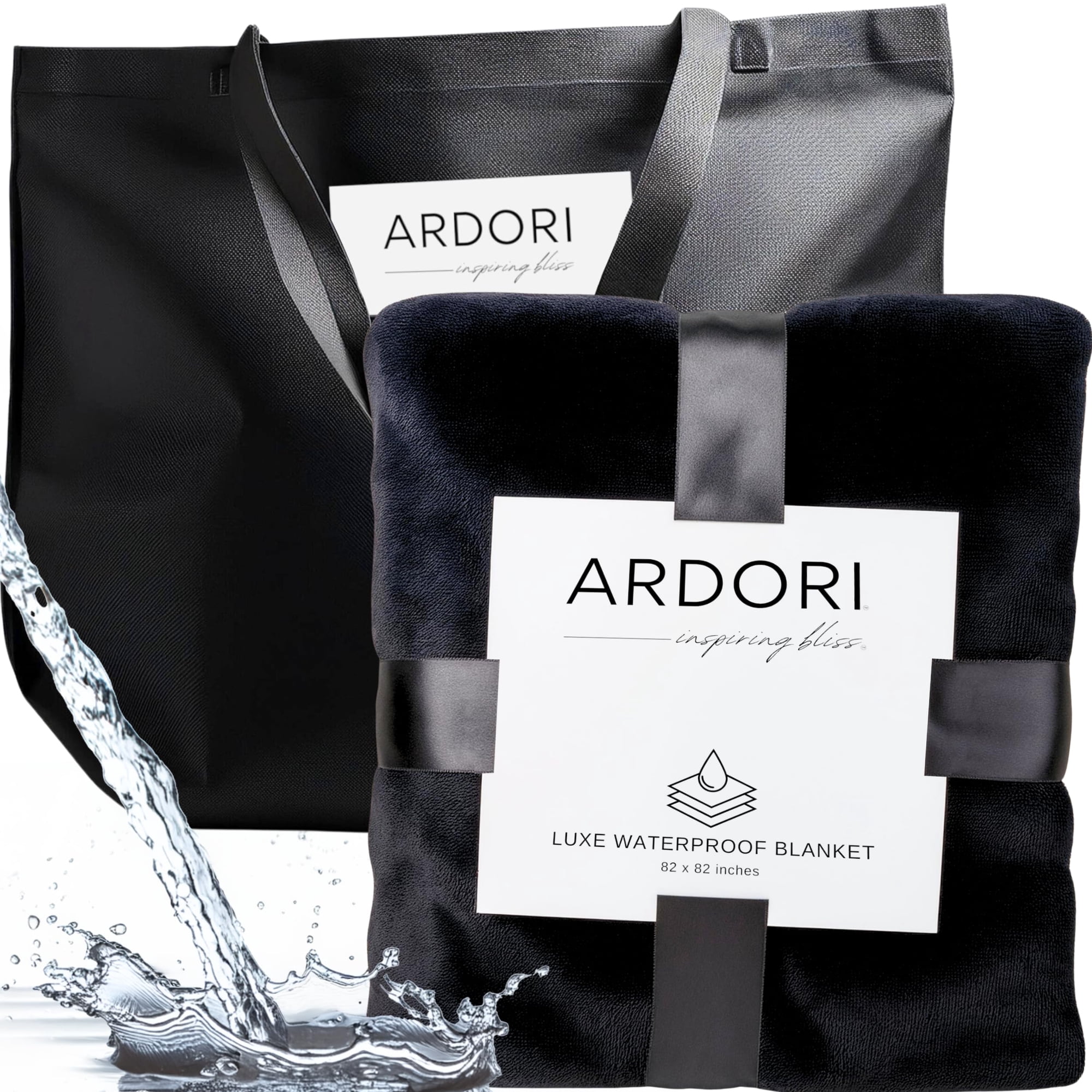 Ardori - Manta Impermeable Tamaño King Negra Y Gris 210 X 210 Cm