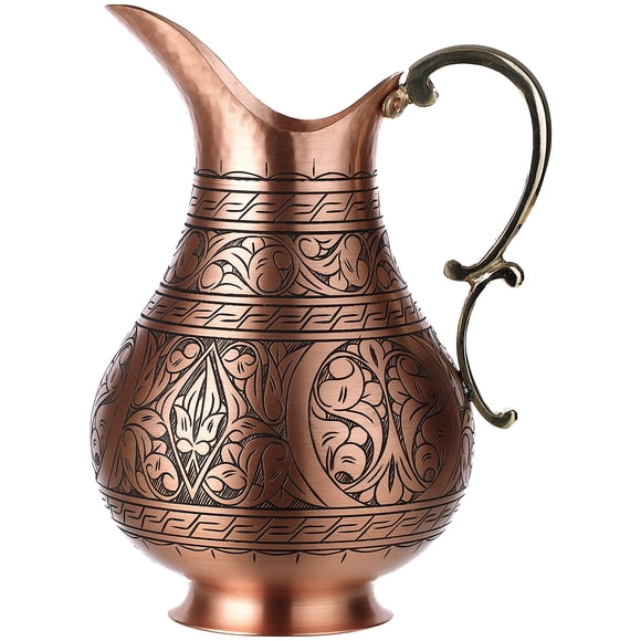 Jarra de cobre DEMMEX de 1 mm de espesor, hecha a mano, grabada, 2100 ml