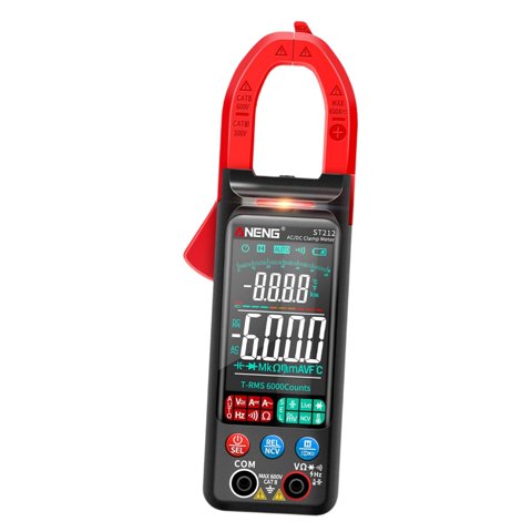 Magideal - Multímetro De Pinza Digital 6000 Recuentos, Probador De Voltaje Sin , Mide El Voltaje Actual, La Capacitancia, La Continuidad Del Diodo De Res Rojo