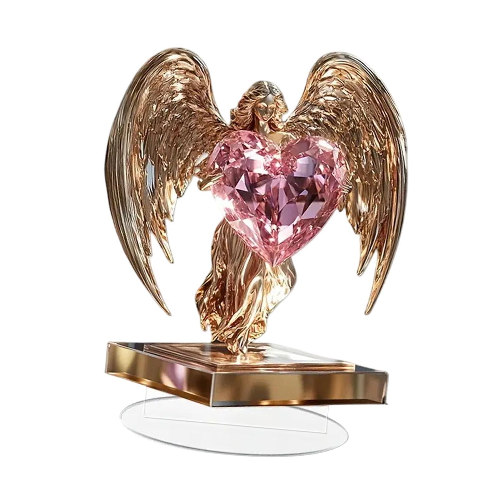 Bothyi - Letrero Acrílico Con Decoración De Ángel De Amor 2d Con Base Para Comedor, Estante Y Oficina