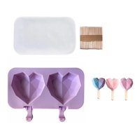 Genérico - Moldes De Silicona Para Helados Corazón Geometrico 2 Paletas
