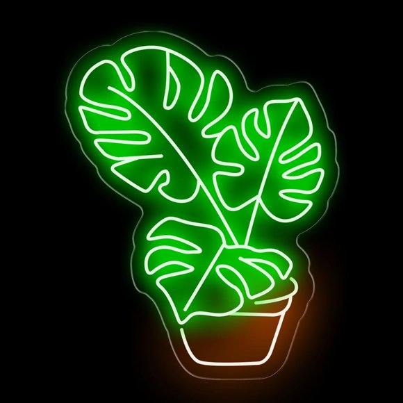 Letrero de neón LED Bklphsey 42 cm × 33 cm Hoja de Monstera