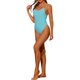 thumbnail image 4 of INSPIRE CHIC Traje de baño de una pieza para mujer con cordones, corte alto, control de abdomen, monokini con espalda cruzada y almohadillas removibles L Azul claro, 4 of 5