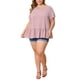 thumbnail image 2 of GRACE & GRANDEUR Blusas de Mujer Talla Grande para Pascua, Babydoll Peplum, Manga Corta, Cuello Redondo, Blusas Sueltas y Fluidas, Camisetas Casuales de Verano, Talla 3X Rosa, 2 of 6