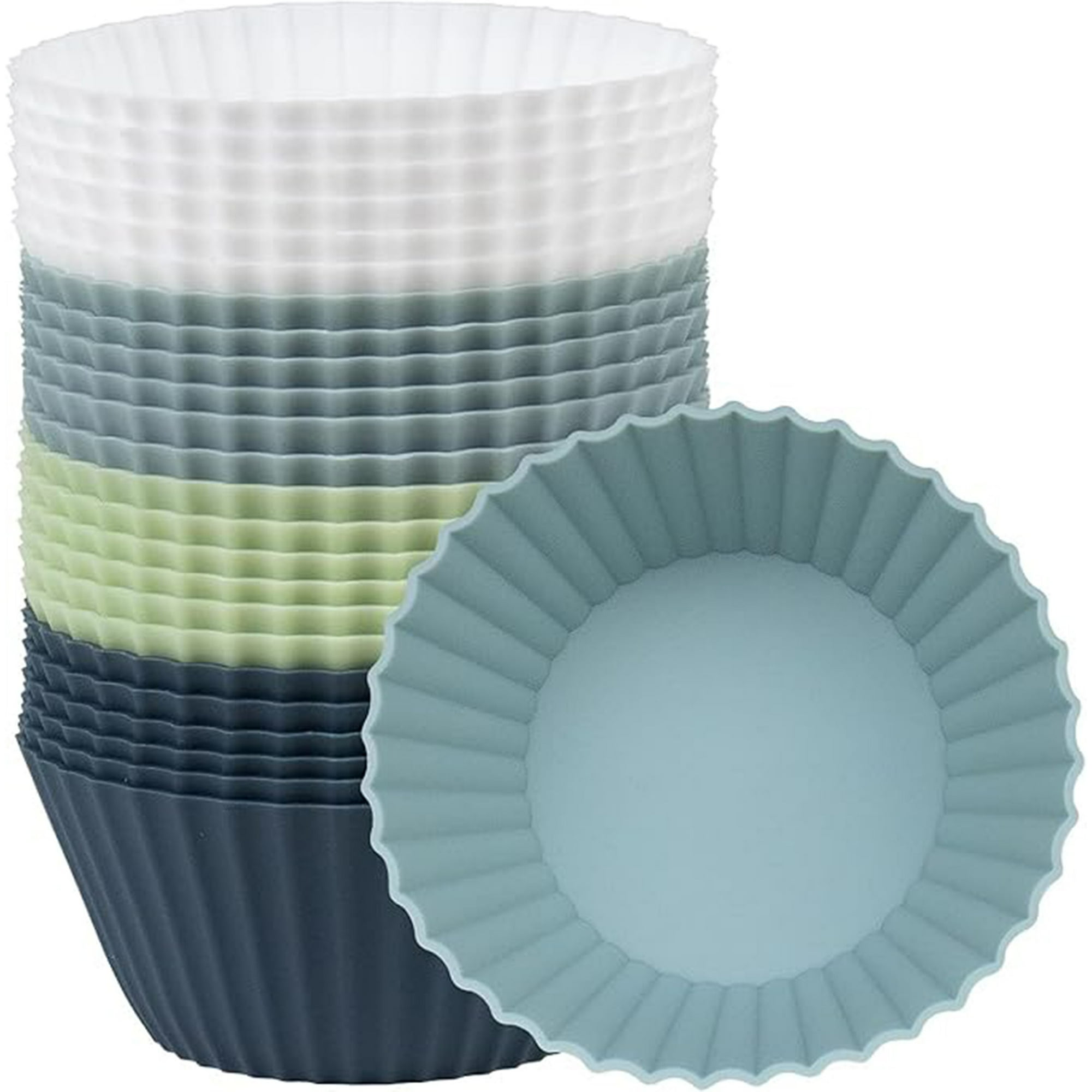 Veat00l - Moldes De Silicona Magdalenas Reposteria Reutilizables - Molde Muffins Sin Bpa Cupcake Moldes Magdalenas Antiadherente Freidora De Aire Bandejas Horno Para Muffins Cupcake Pack De 24