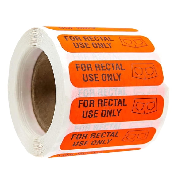 500 pegatinas para uso rectal únicamente, pegatinas de broma, adhesión permanente con superficie, impermeables, divertidas, etiquetas de papel de 1,80 Naranja