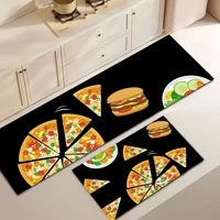 Casadeliacl - Alfombra De Cocina 2 Piezas Tf 1.2 M 40 Cm Pizza Negro