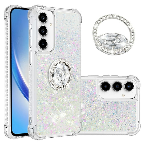 Funda Para Samsung Galaxy A56 Con Brillo Líquido, Protección Completa Y Soporte De Anillo Giratorio