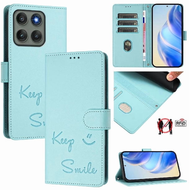 Funda Cartera para Motorola Edge 60 Pro con Bloqueo RFID, Cierre Magnético y Ranuras Tarjetas Verde