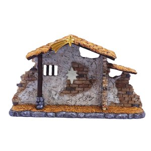 Magideal - Adorno De Cobertizo De Natividad En Miniatura, Escena De Resina, Artesanía Religiosa, Figurita Decorativa En Miniatura Para Decoración Navideña Del