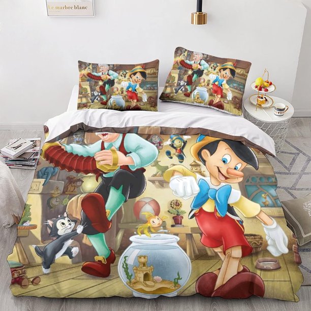 Pinocchio Bedding Sets cartoon Quilt Cover With Pillowcase Queen King Bedclothes Bed Linen For Children's Gift Bed Sheets