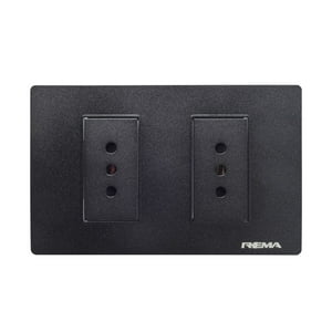 Enchufe Doble Línea Arrayán Negro - Rema