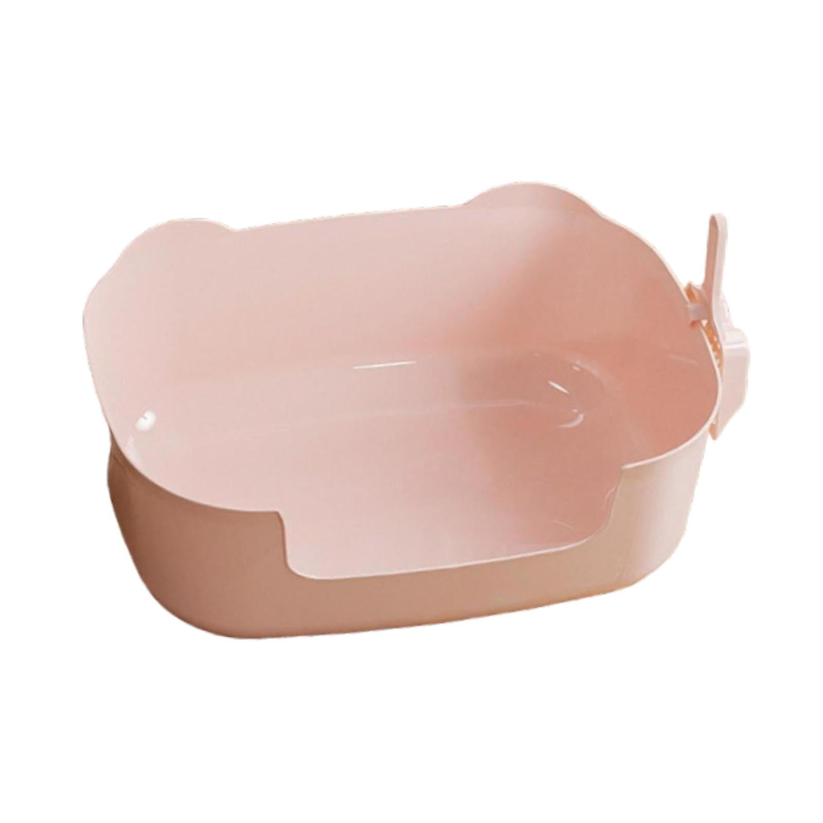 Cajas De Arena Abiertas Con Pala Y Lado Alto Para Gatos, Caja De Arena Para Gatos De Interior, Color Rosa