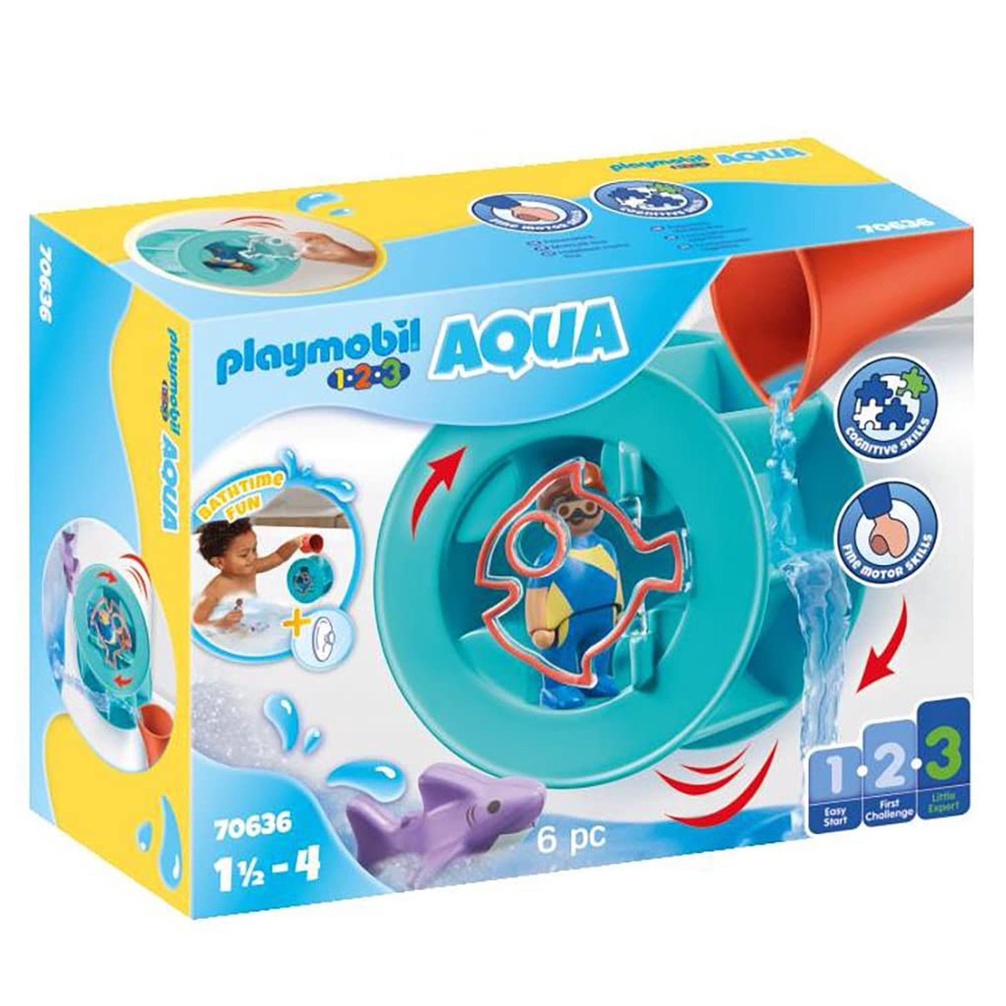 Juguete De Baño Playmobil 1.2.3 Rueda De Agua Aqua Con Baby Shark