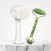 Genérico - Set Limpieza Facial Cepillo Y Rodillo De Jade Masajeador