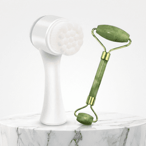 Genérico - Set Limpieza Facial Cepillo Y Rodillo De Jade Masajeador