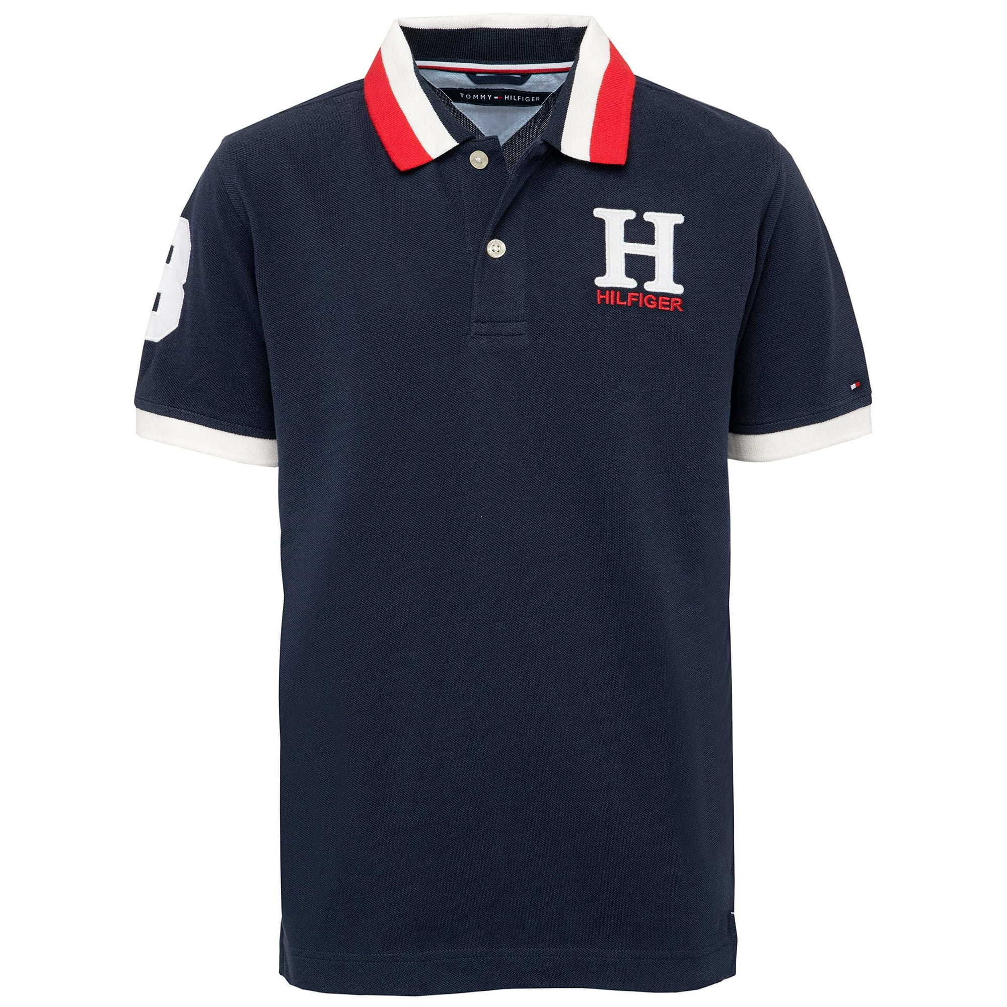 Polo Tommy Hilfiger De Manga Corta Para Niños, 100% Algodón Mate