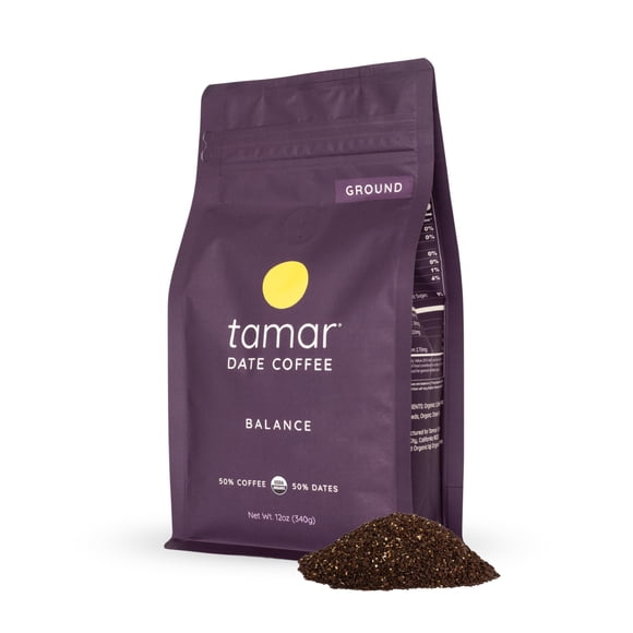 Mezcla orgánica molida Tamar Balance de café y dátiles 340 g, baja acidez