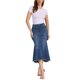 thumbnail image 2 of INSPIRE CHIC Falda Midi de Mezclilla Lavada con Cola de Pescado de Cintura Alta con Dobladillo Crudo Moda Casual con Bolsillos para Mujer Regreso a Clases S Azul Oscuro, 2 of 6