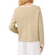 thumbnail image 3 of INSPIRE CHIC Chaqueta de punto con botones para mujer, cuello redondo, ribete en contraste, manga larga, tejido de punto acanalado, talla M, caqui, 3 of 5
