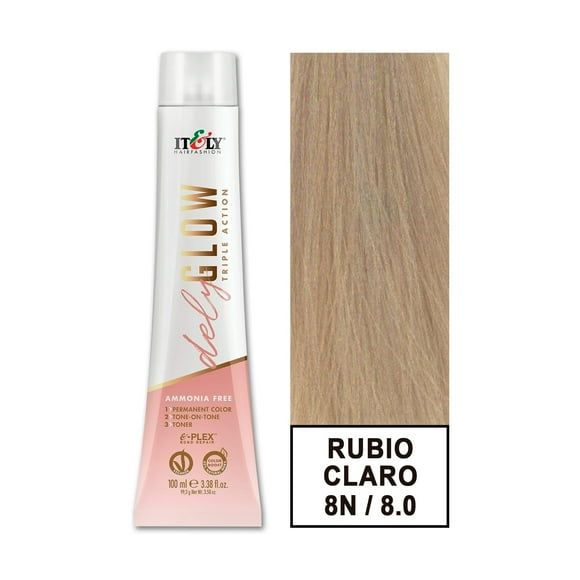 Tintura Permanente Sin Amoniaco Delyglow 100ml (Rubio Claro 8.0 8N)