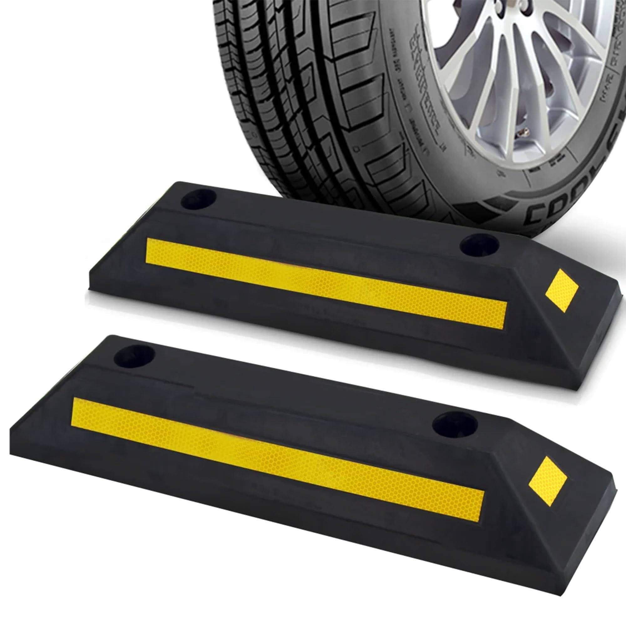 Topes De Rueda De Goma Pyle Heavy Duty Para Estacionamiento En Garaje, X2