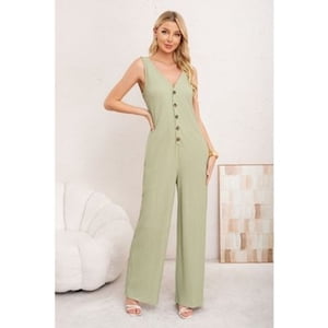 Likeshop - Enterito Premium Largo Primavera Mujer Tela Texturizada Botones 3387