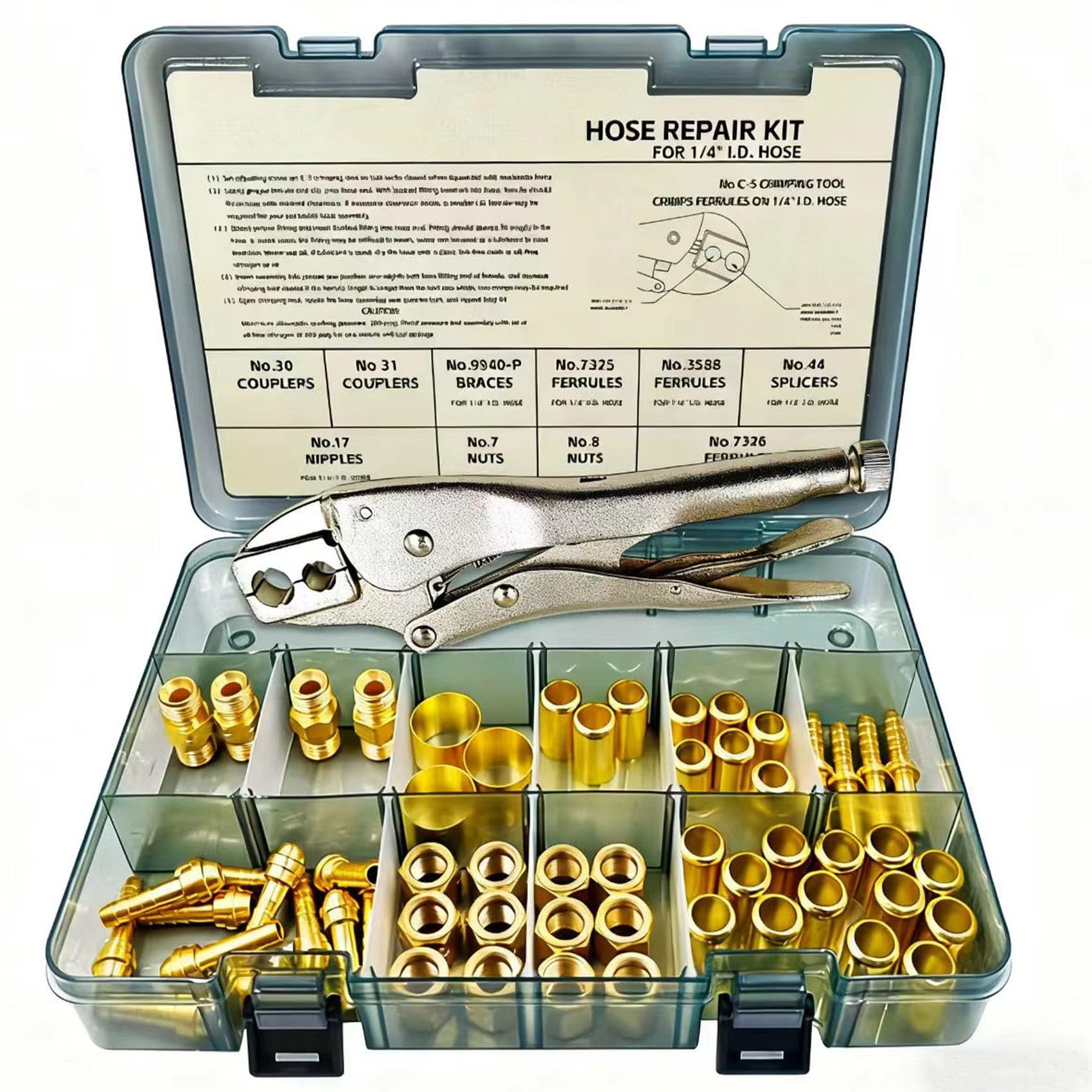Kit De Reparación De Mangueras Zgtools, 58 Piezas, Para Mangueras De Acetileno De Aire/oxígeno