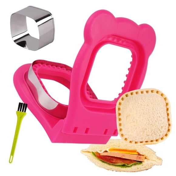 Sandwichera LEPCY para sándwiches sin corteza, sellador y cortador, rosa rojo