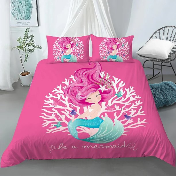 Boy Girl Cartoon Duvet Cover Little Mermaid Duvet Cover Pillow Case Bedding Set Gift Home Room Bedroom Decoration Bed Sheets