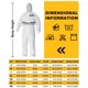 thumbnail image 4 of Overol desechable Hazmat Suit YIBER para todo el cuerpo, blanco, talla grande, 4 of 6