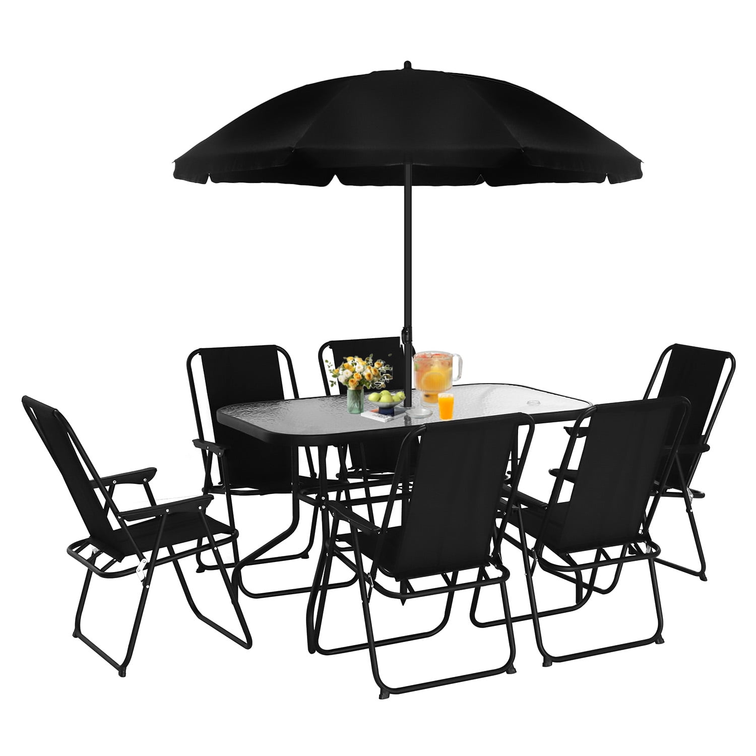 Vidita - Juego De Comedor Y Terraza De 6 Personas Negro