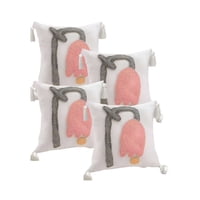 Genérico - Pack De 4 Fundas De Cojin Tufting 45X45 Cm Blanco 03