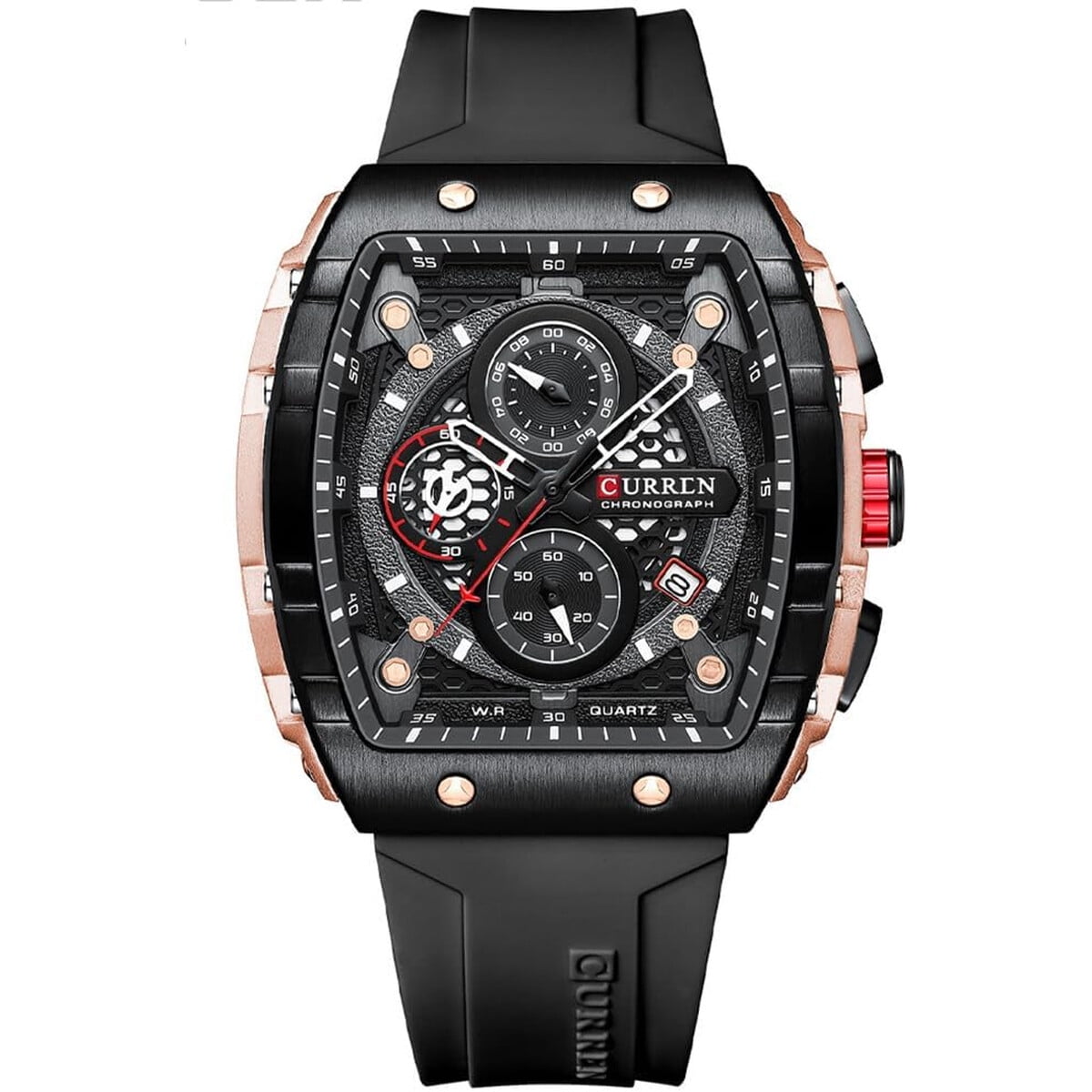 Reloj Cronagrafo Pasoy Hombre Correa Goma Negro Quartz