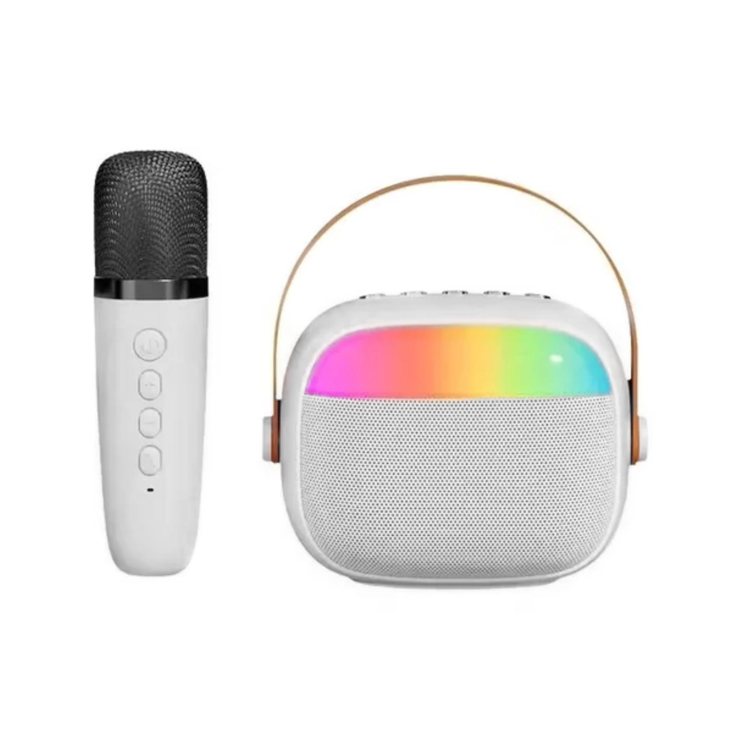 Importclick - Mini Parlante Karaoke Infantil Micrófono Portátil Recargable Blanco
