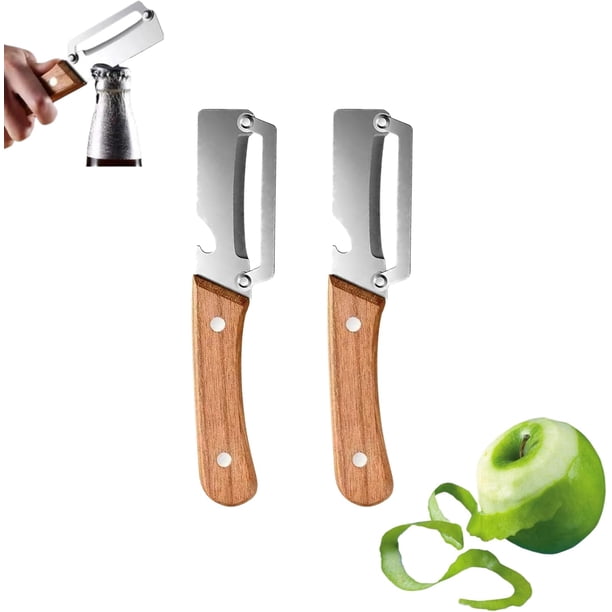 Pelador verduras 2 pack abridor botellas mango madera acero inoxidable