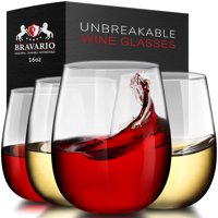 Juego De 4 Copas De Vino Bravario, Irrompibles, De Plástico Sin Tallo, 470 Ml