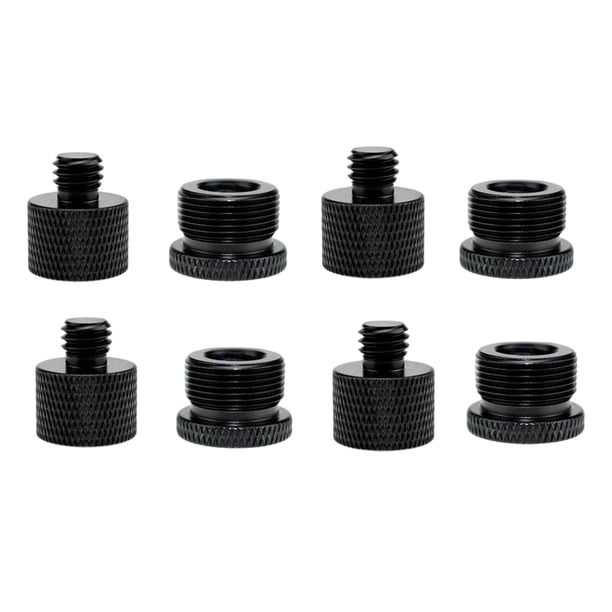 de 8 adaptadores de rosca para micrófono, superficie moleteada antideslizante, adaptador de soporte de micrófono negro Universal para soporte de