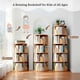 thumbnail image 2 of 5 Tier Rotating Bookshelf, 360° Display Round Spinning Bookshelf, Space-Saving, Small Space Rotating Bookshelf Tower for Bedroom, Living Room, Home, Office, Wood Color, 2 of 3