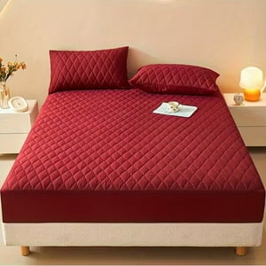 Genérico - Cubrecolchón Impermeable King + 02 Fundas De Almohada Burdeo